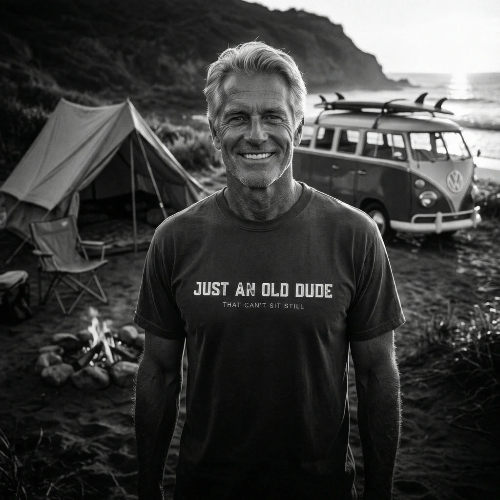 Just An Old Dude Premium Heavyweight Tee - Front Print