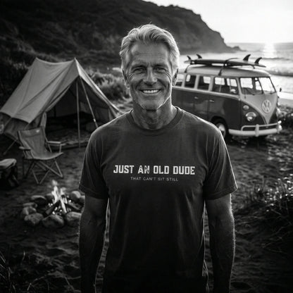 Just An Old Dude Premium Heavyweight Tee - Front Print