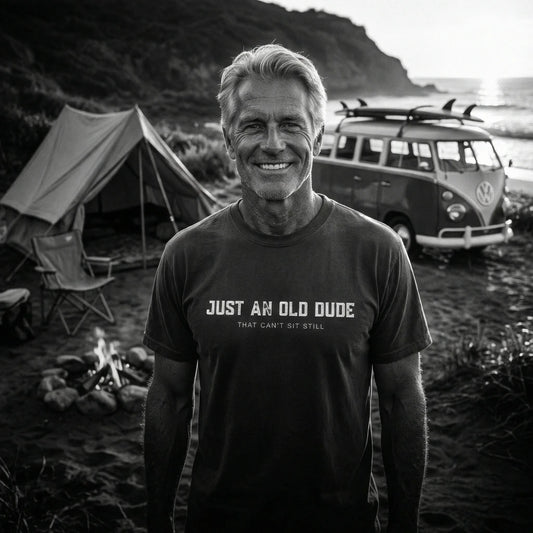 Just An Old Dude Premium Heavyweight Tee - Front Print