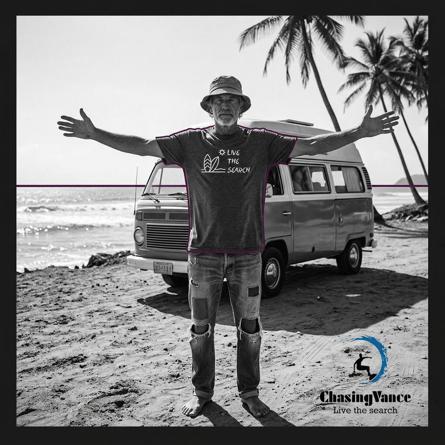 Live The Search Adventure Surf Tee