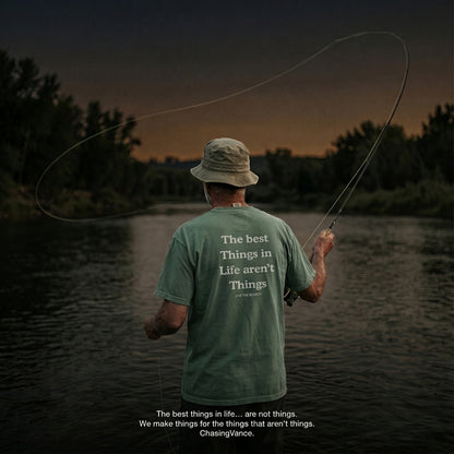 The Best Things In Life Aren't Things Heavyweight Tee - Back Print