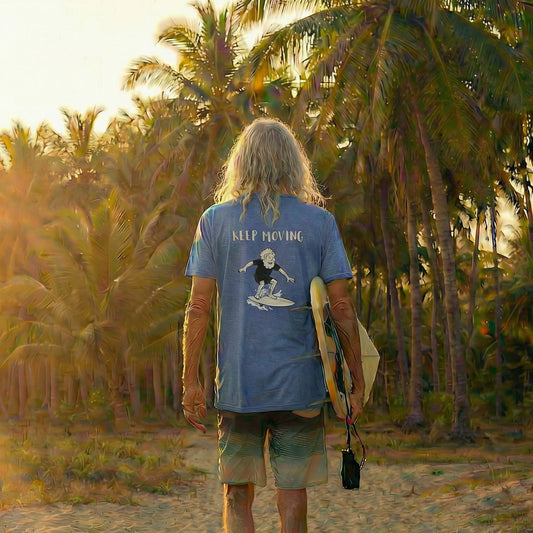 Old Dude Keep Moving Surf Tee - Back Print
