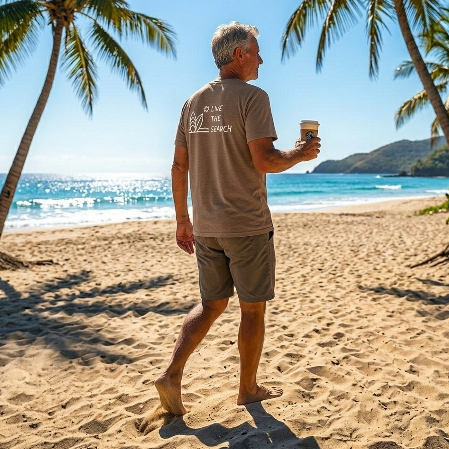 Live The Search Lightweight Adventure Surf Tee - Back Print