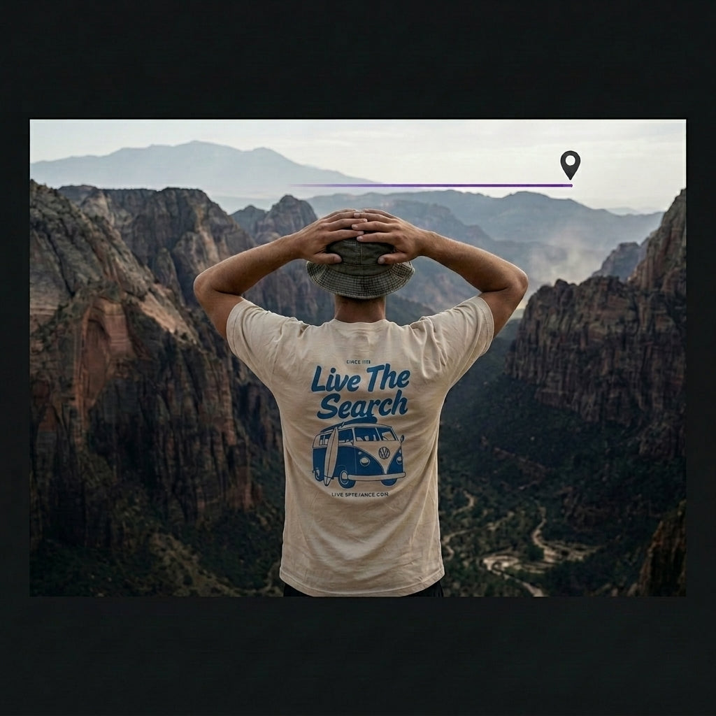 Premium Embroidered Live The Search Back print Lightweight Tee
