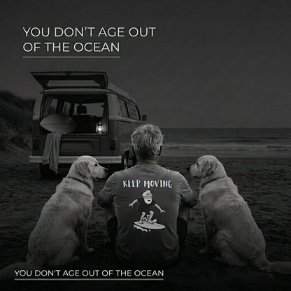 Old Dude Keep Moving Surf Heavyweight Tee - Back Print