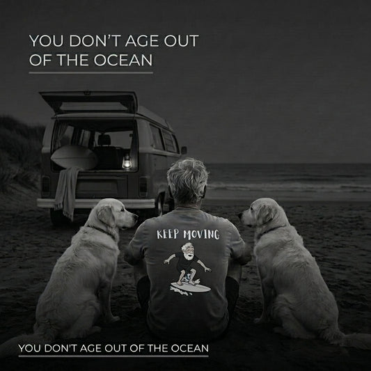 Old Dude Keep Moving Surf Heavyweight Tee - Back Print