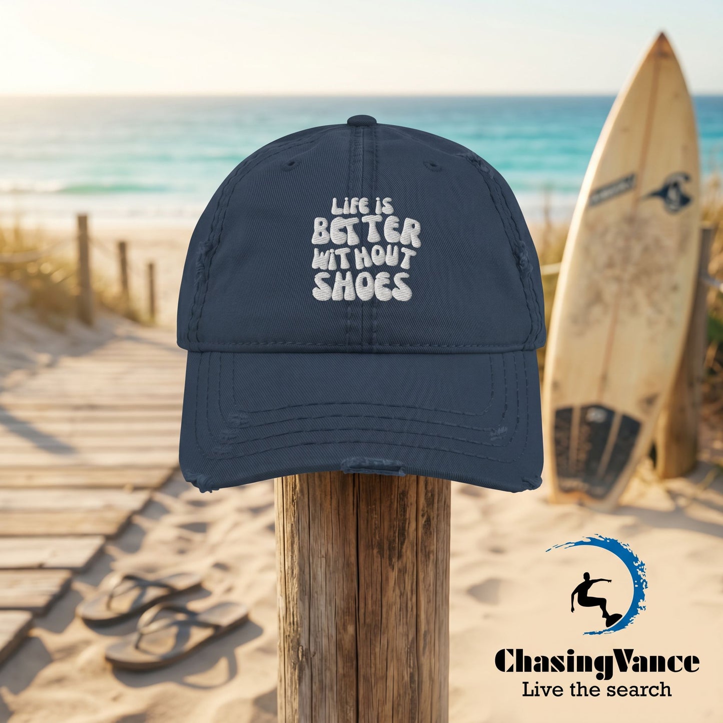 No Shoes Distressed Hat