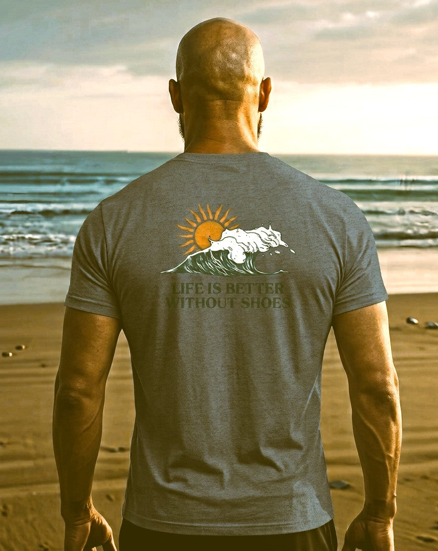 Life Is Better Without Shoes Heavyweight Tee - Back Print