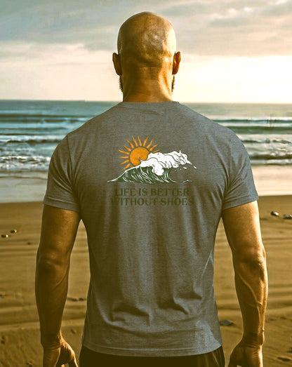Life Is Better Without Shoes Heavyweight Tee - Back Print