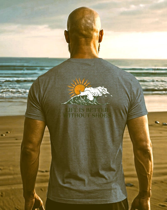 Life Is Better Without Shoes Heavyweight Tee - Back Print
