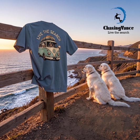 Live The Search road trip heavyweight t-shirt